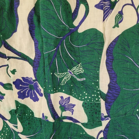 Lands End 100% Linen Green and Blue Tea-Length Dress Women's 2 - Picture 6 of 7